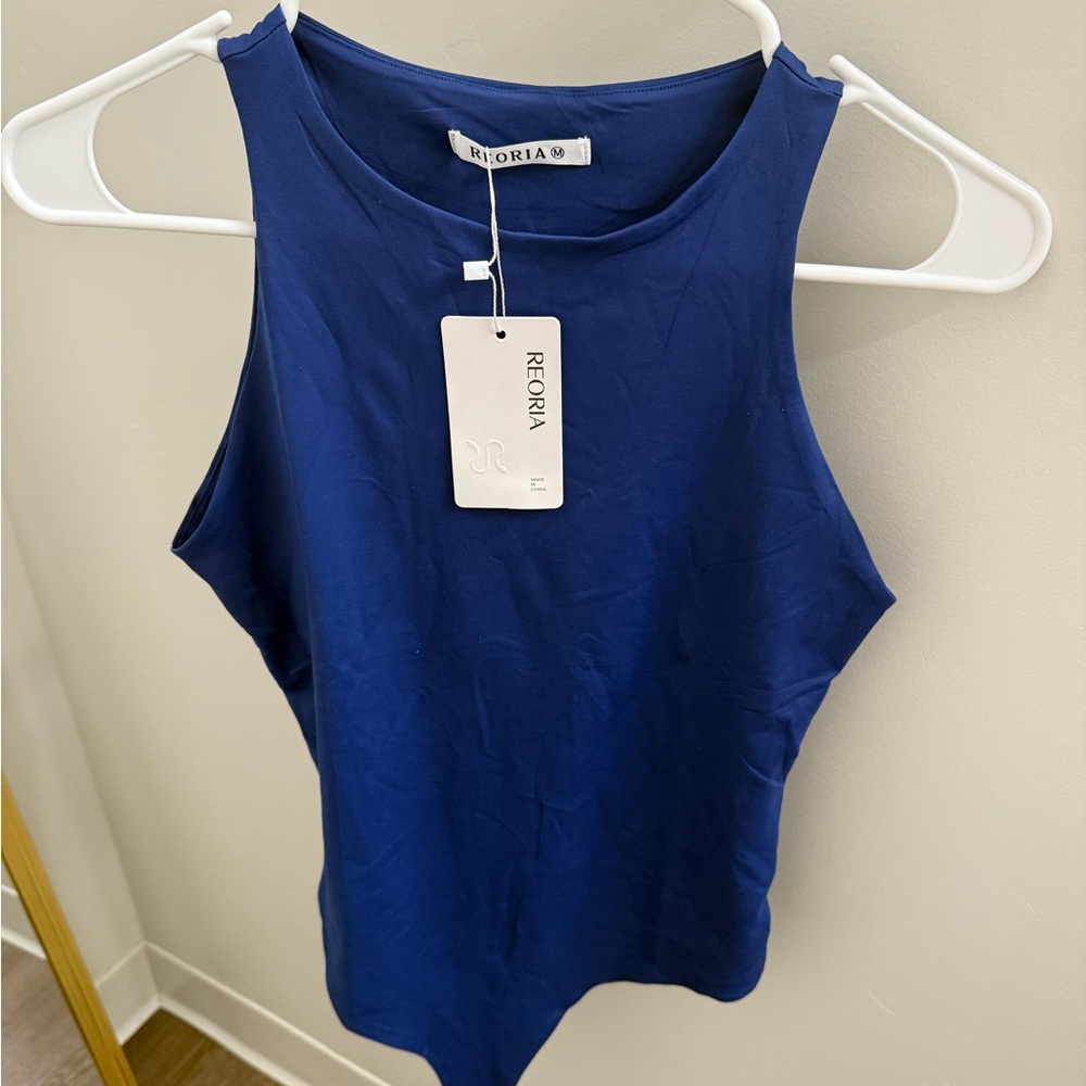 Women's Blue Sleeveless Bodysuit